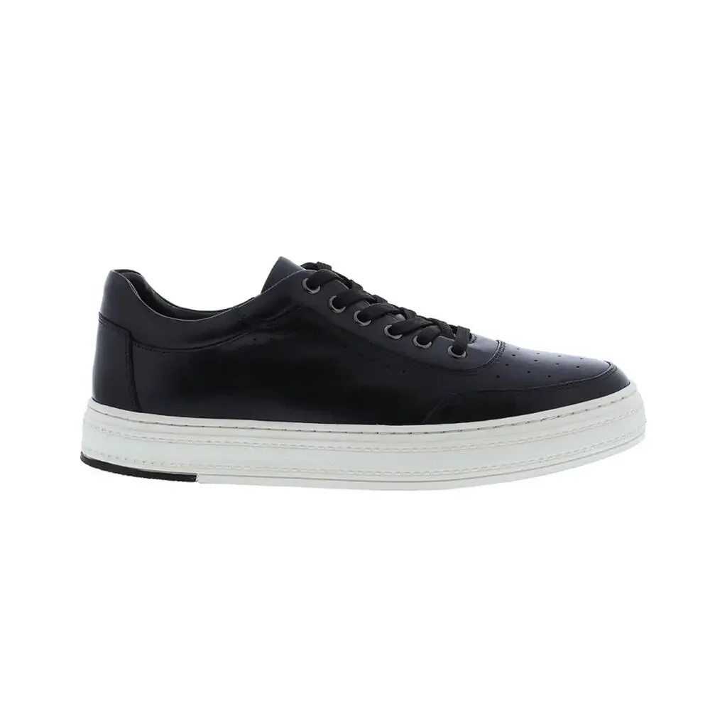 Zanzara Marcus Men Black Sneaker Size 12 Luxury Leather Lace-Up Cushioned New